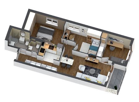 Troiposobni Stan, 74.07m², Zemun