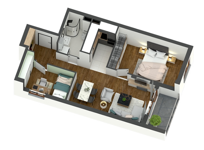 Dvosobni Stan, 58.82m², Zemun