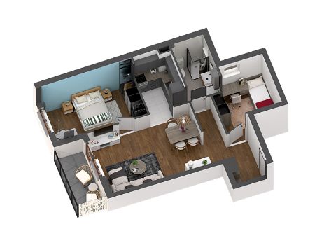 Dvosobni Stan, 59.24m², Zemun