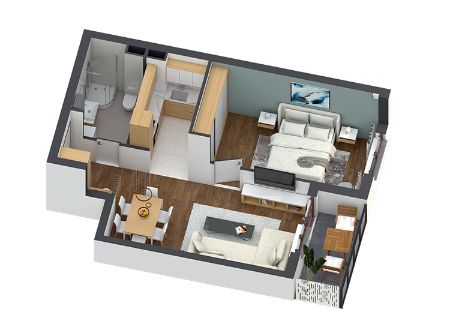 Dvosobni Stan, 48.79m², Zemun