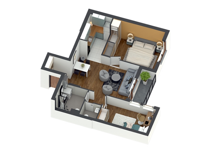 Dvoiposobni Stan, 60.54m², Zemun