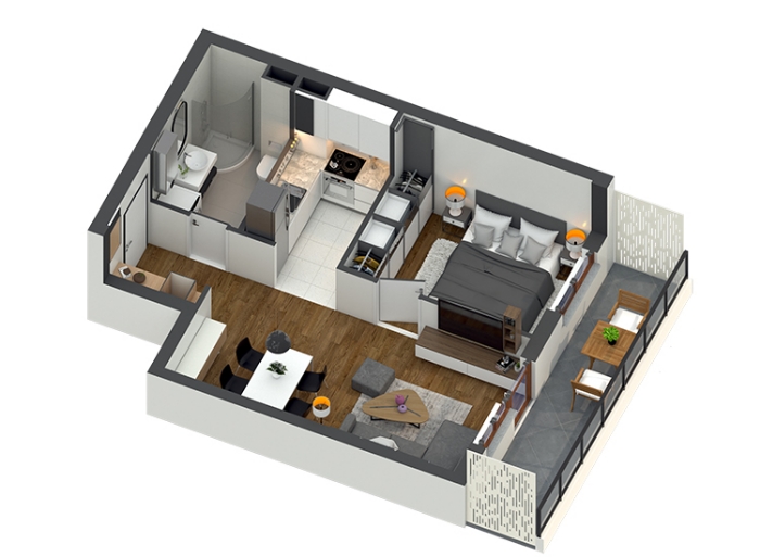 Jednoiposobni Stan, 47.28m², Zemun