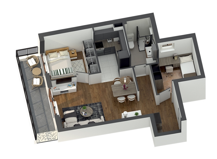 Dvosobni Stan, 57.69m², Zemun