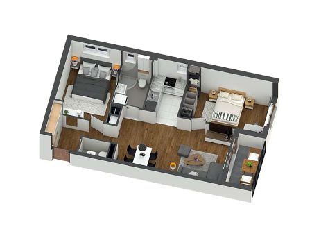 Dvosobni Stan, 64.46m², Zemun