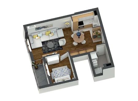 Jednoiposobni Stan, 41.91m², Zemun