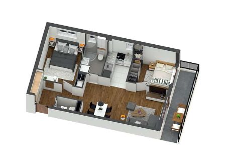 Dvosobni Stan, 63.02m², Zemun