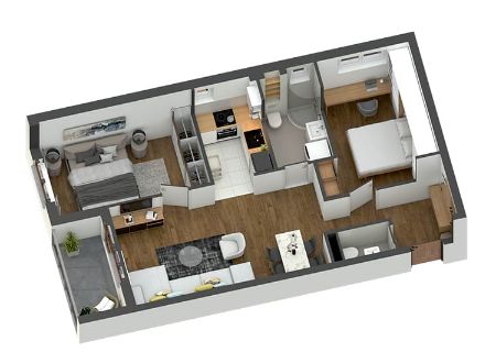 Dvosobni Stan, 64.27m², Zemun