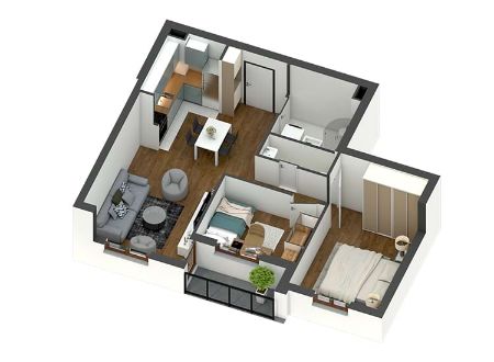 Dvoiposobni Stan, 60.76m², Zemun